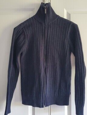 GANT Men's Dark Blue Full Zip Stretch Cotton Cardigan Medium
